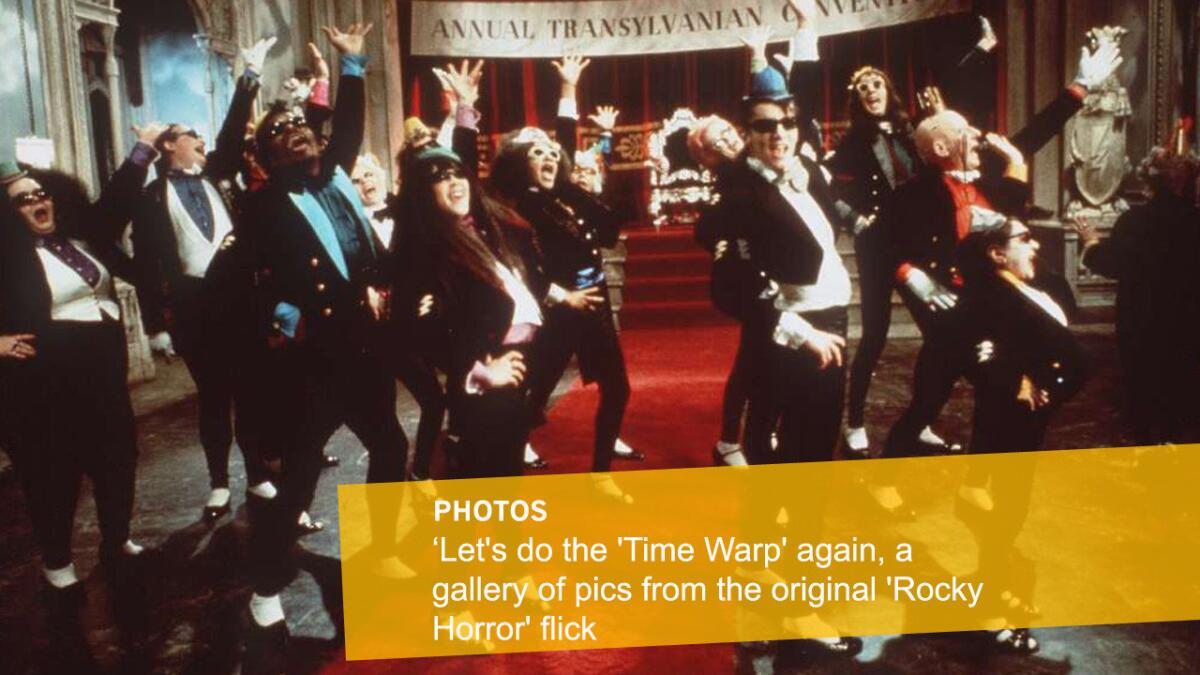 Doing the "Time Warp" during "The Rocky Horror Picture Show."