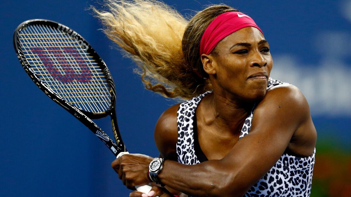 Serena Williams returns a shot during her quarterfinal victory over Flavia Pennetta at the U.S. Open on Wednesday.