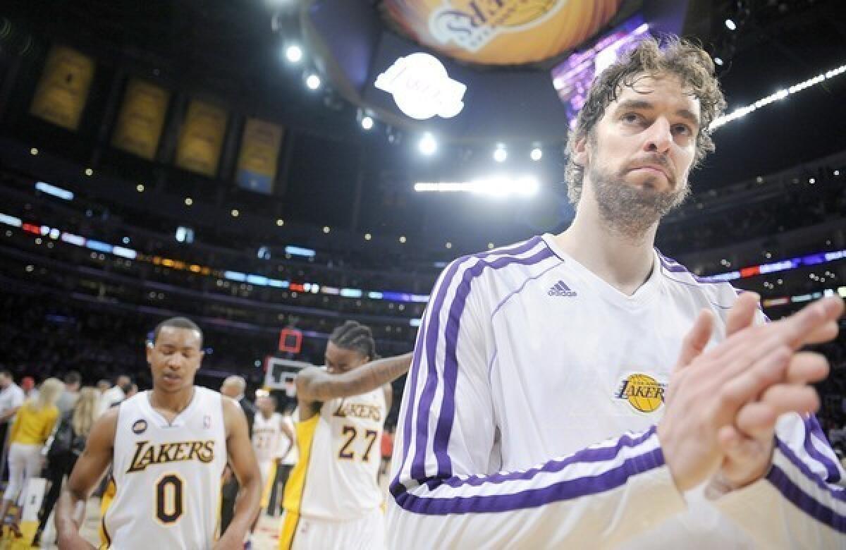 Pau Gasol, leaving the court in April after a 103-82 loss to San Antonio, has had procedures on both knees to relieve tendinosis.