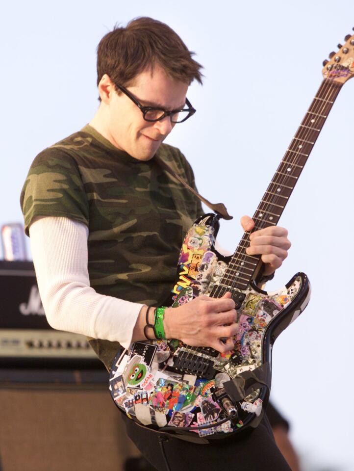 Weezer lead singer Rivers Cuomo performs at Coachella, April 28, 2001.