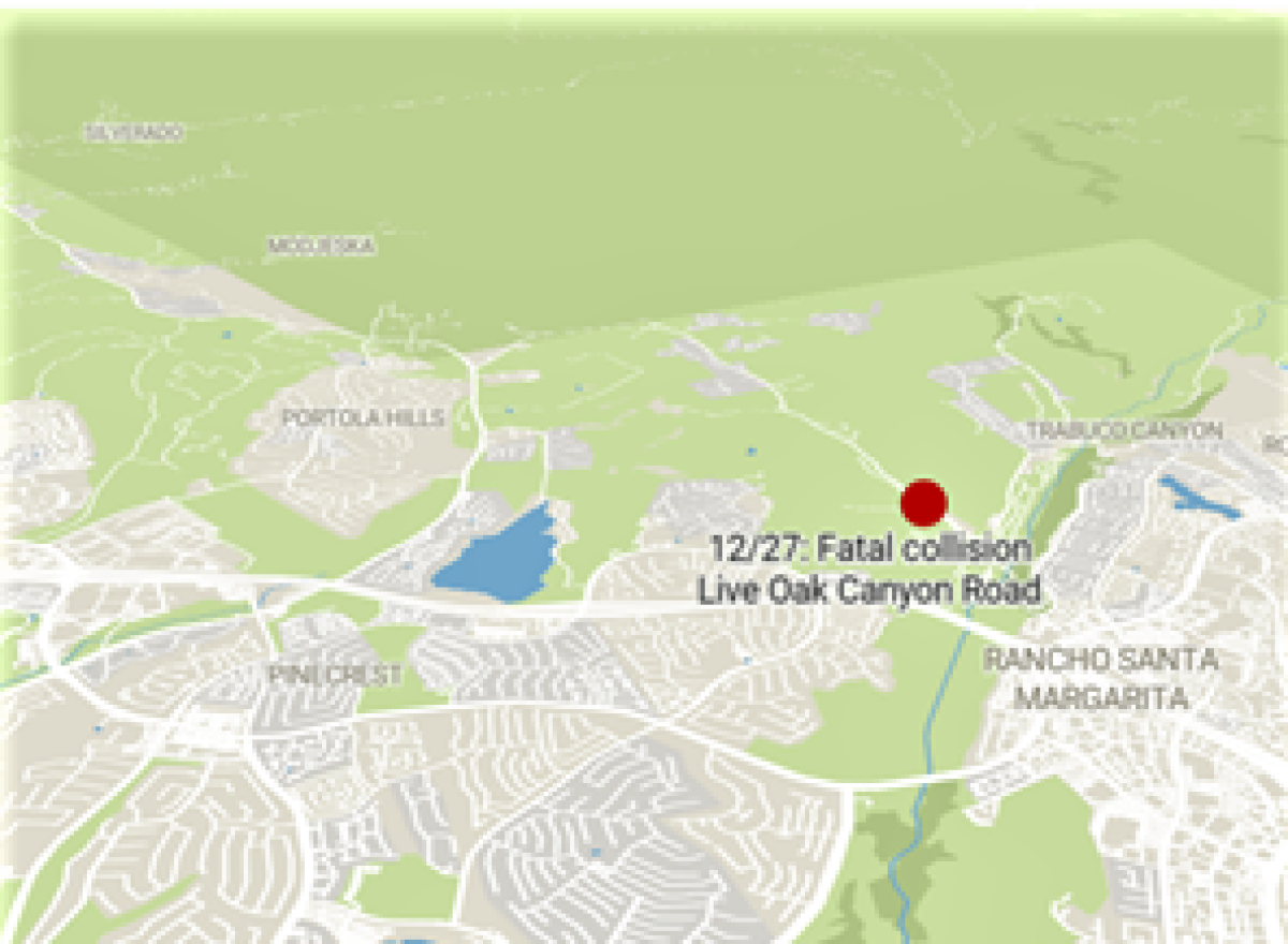A 22-year-old man from Costa Mesa died Monday during an early morning rollover collision in Trabuco Canyon.