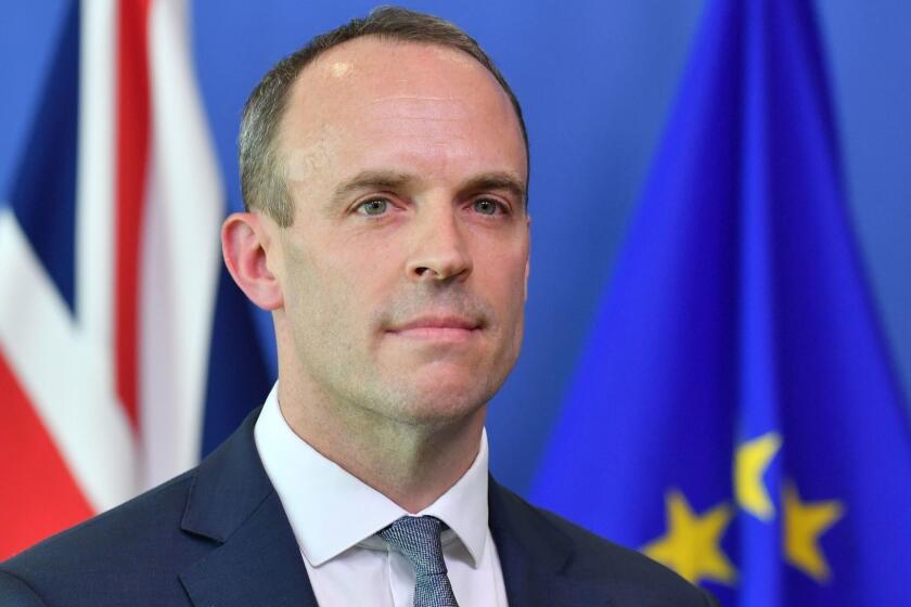 Britain's Secretary of State for Exiting the European Union (Brexit Minister) Dominic Raab is pictured during a joint press conference with EU's chief Brexit negotiator at the European Commission in Brussels on July 19, 2018. Britain's new Brexit negotiator Dominic Raab said on July 19 he planned on "intensifying" the withdrawal negotiations as he met his EU counterpart for the first time. / AFP PHOTO / POOL / JOHN THYSJOHN THYS/AFP/Getty Images ** OUTS - ELSENT, FPG, CM - OUTS * NM, PH, VA if sourced by CT, LA or MoD **