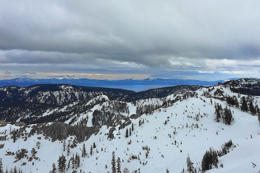 A view of Lake Tahoe from the top of the tram at Squaw Valley in early March.