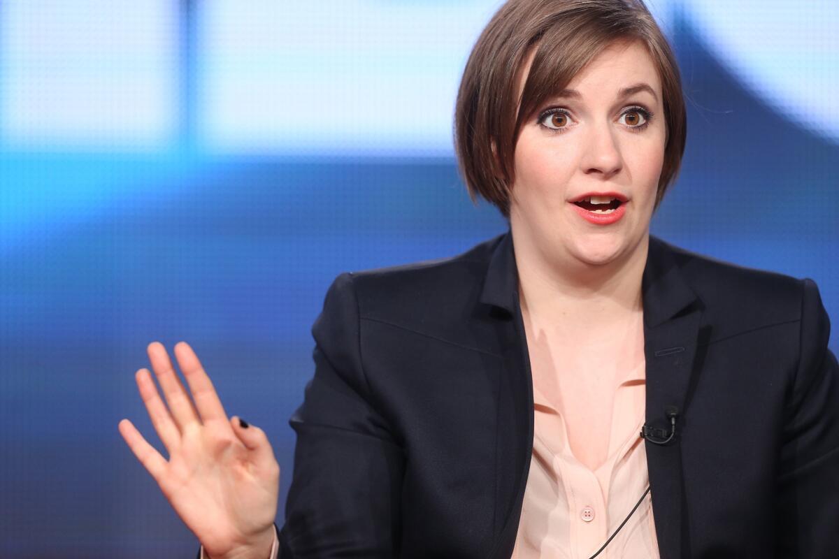 Actress Lena Dunham speaks last week during the "Girls" panel discussion at the HBO portion of the Television Critics Assn. tour at the Langham Hotel in Pasadena.