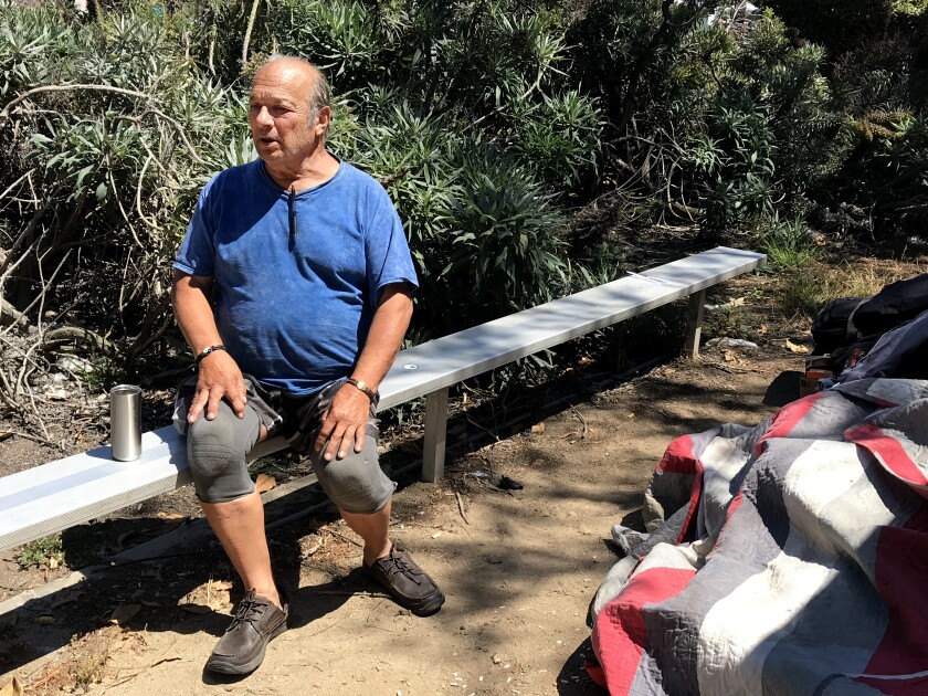 A man who calls himself Jack Gold, 70, lives and sleeps next to Councilman Mike Bonin's Westchester field office.