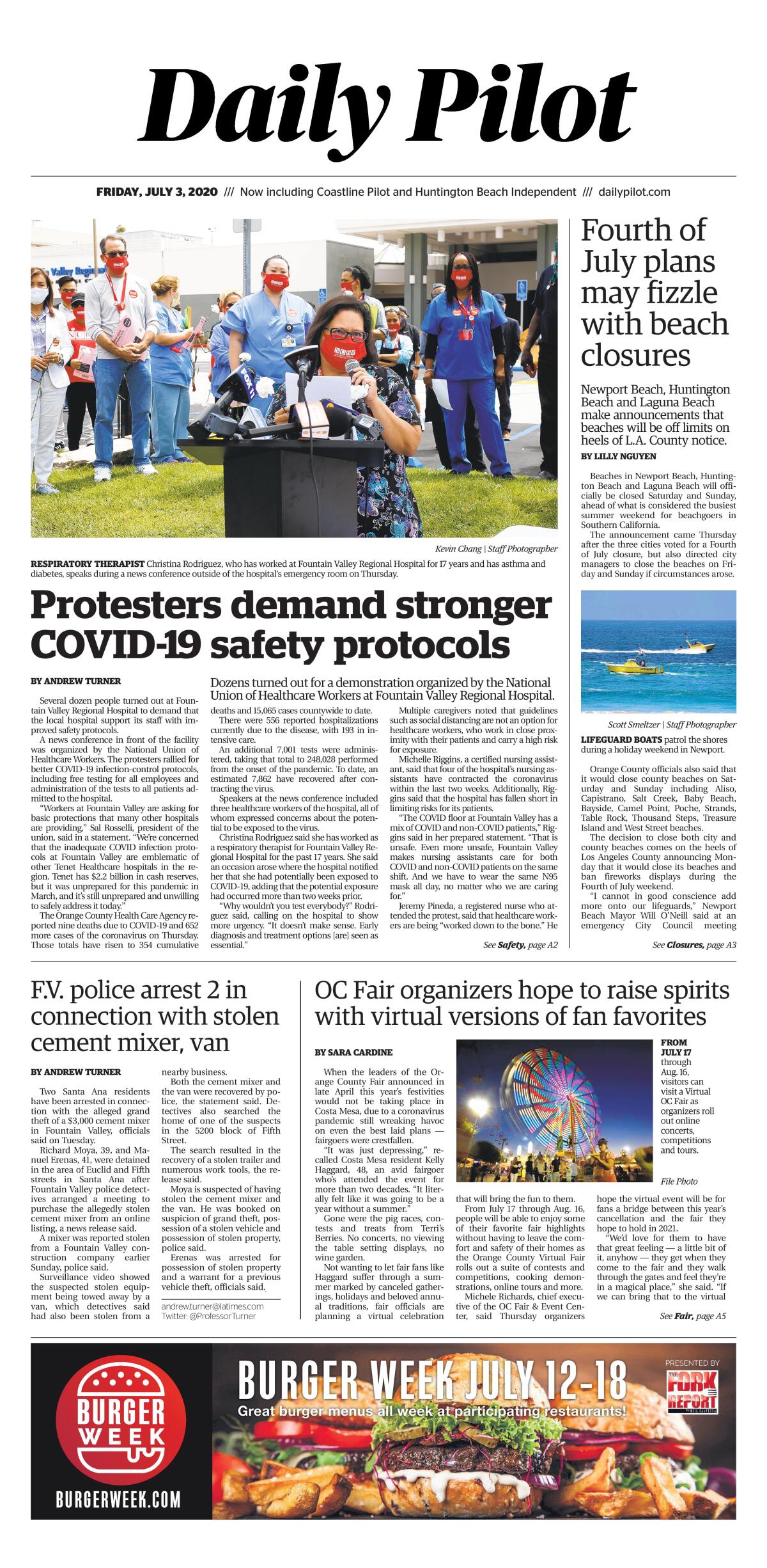 Daily Pilot e-Newspaper: Friday, July 3, 2020 Cover