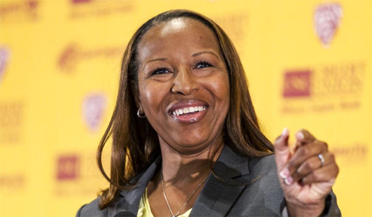 New USC women's basketball Coach Cynthia Cooper-Dyke, 50, had a 150-106 record in eight seasons at Texas Southern, UNC-Wilmington and Prairie View A&M;.