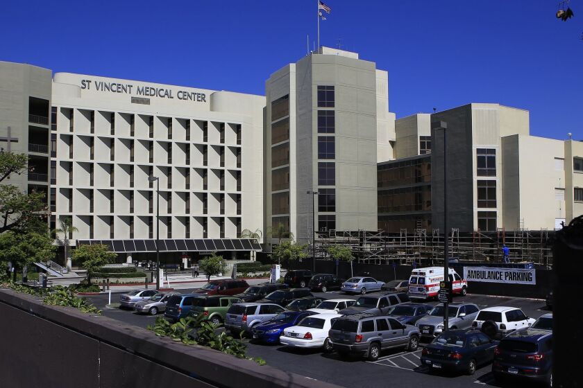 LOS ANGELES, CA - AUGUST 15, 2014: St. Vincent Medical Center, one of six hospitals in a planned sale to Prime Healthcare August 15, 2014 in Los Angeles. (Brian van der Brug / Los Angeles Times)