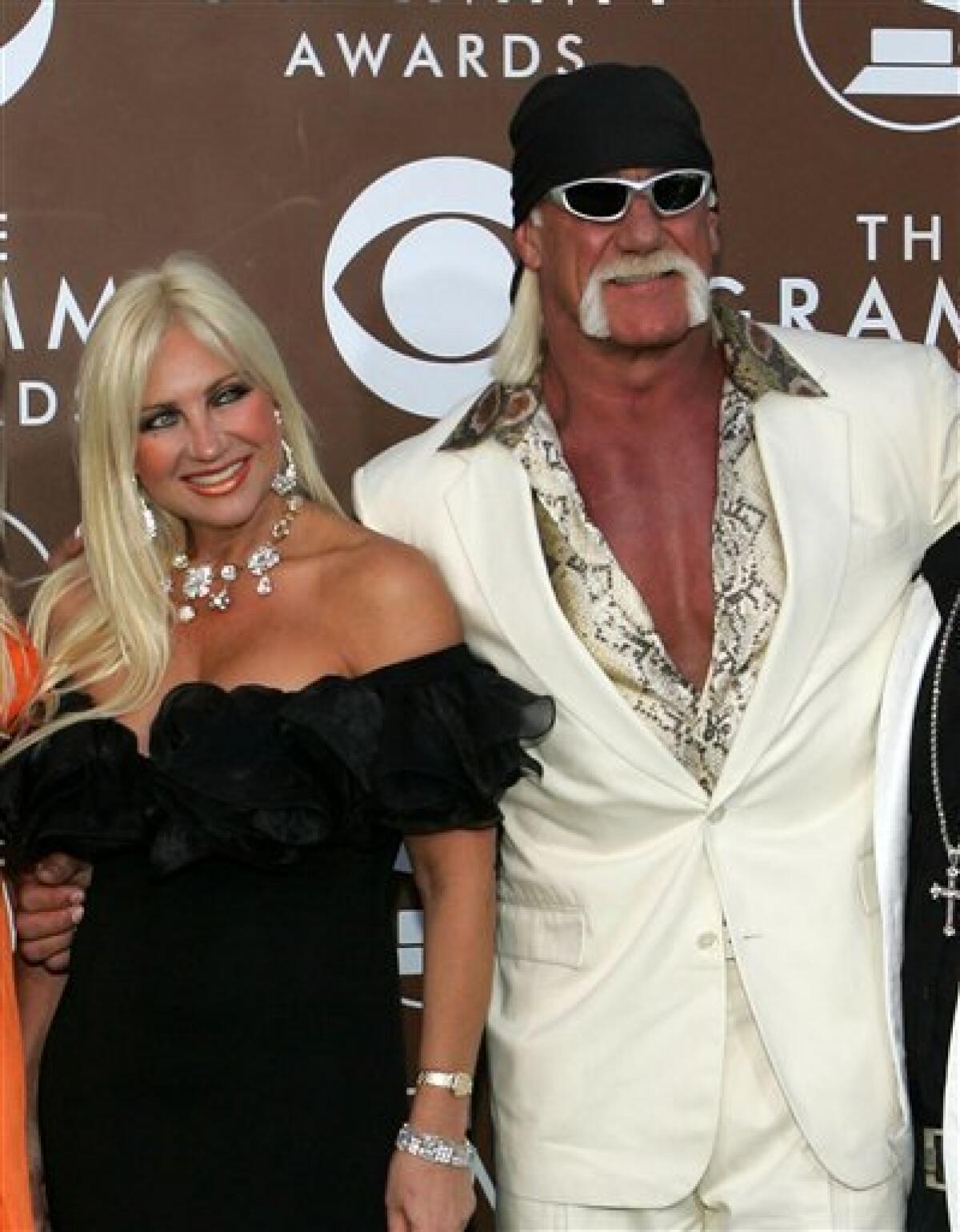 FILE - In this Feb. 8, 2006 file photo, Hulk Hogan and his wife Linda arrive at the 48th annual Grammy Awards, in Los Angeles. Hogan, whose real name is Terry Bollea, said in court in Clearwater, Fla., Tuesday, July 28, 2009 that he and his wife, Linda, have agreed to the terms of their divorce. The divorce was finalized during a brief hearing.(AP Photo/Chris Carlson, file)