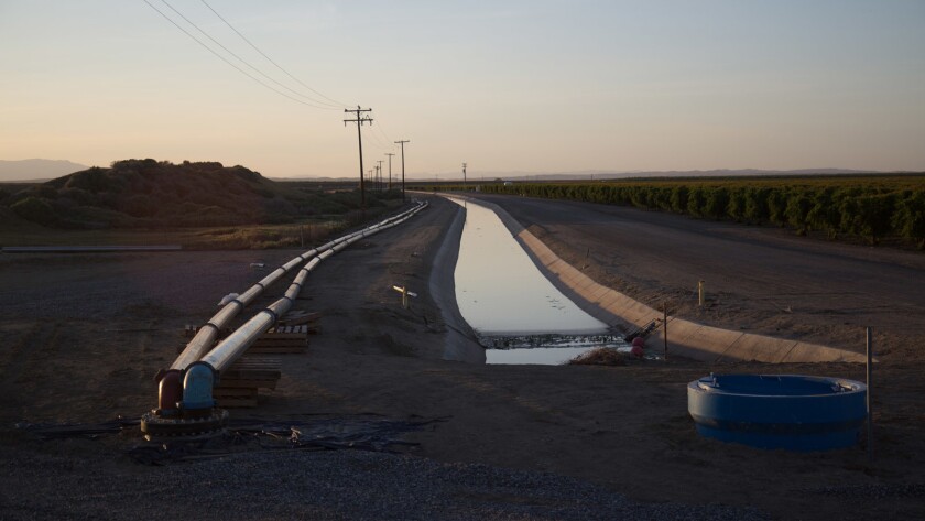 A pipeline allegedly owned by Stewart Resnick, bringing water from Dudley Ridge to Lost Hills.