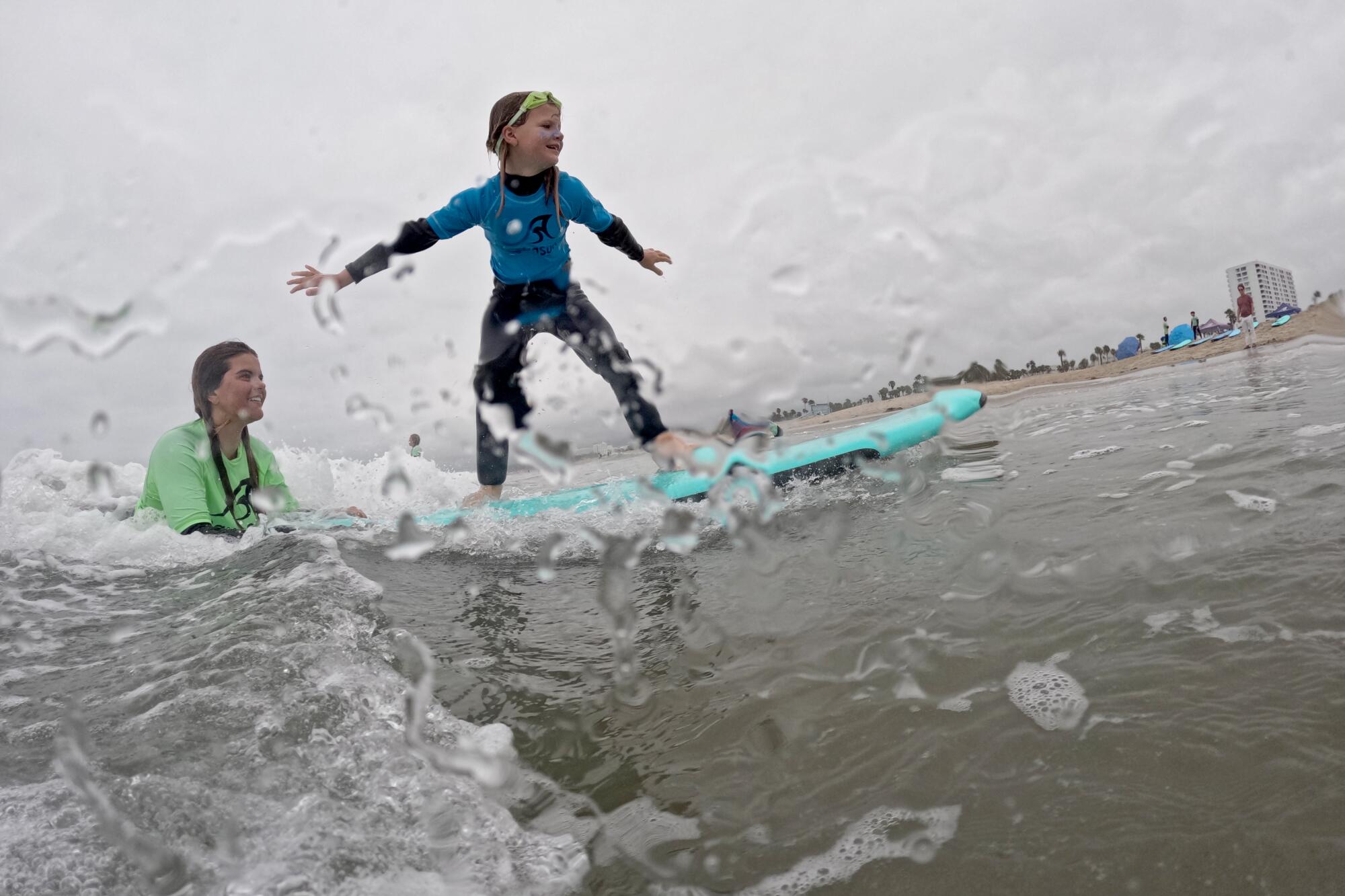 a kid on a surfboard