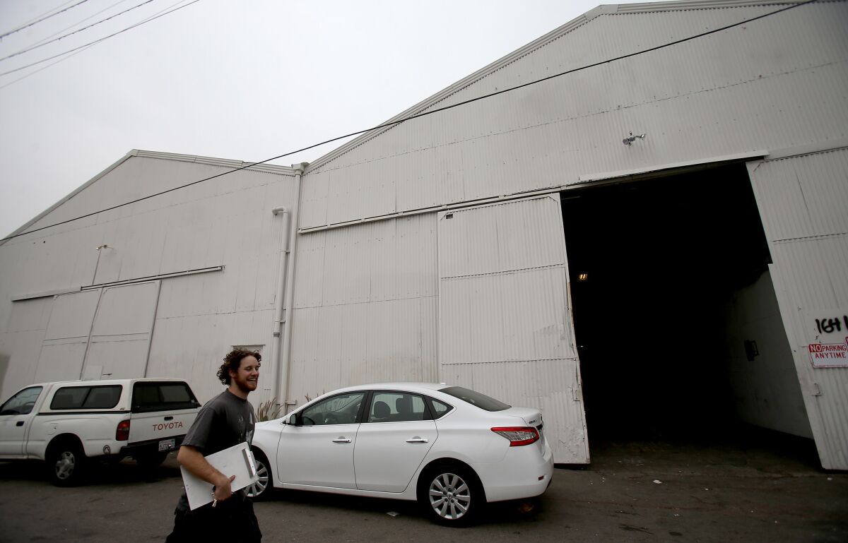 LOS ANGELES, CALIF. DEC. 15, 2016. The owner of a warehouse on Naud Street in Los Angeles where artists and craftsmen rent work space has served eviction notices to tenants in the wake of the deadly warehouse fire in Oakland.