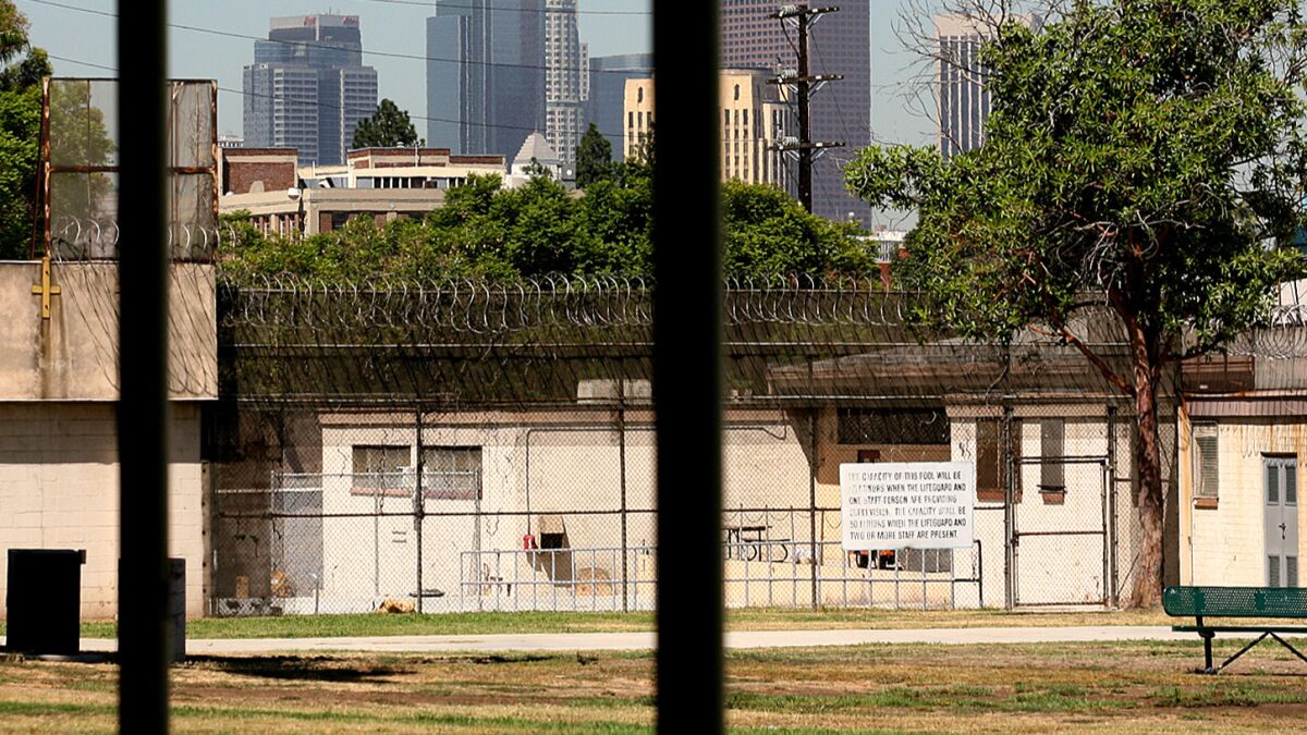 A portion of Central Juvenile Hall in Los Angeles, where a staffer allegedly choked a youth in May, prompting a call to the police.