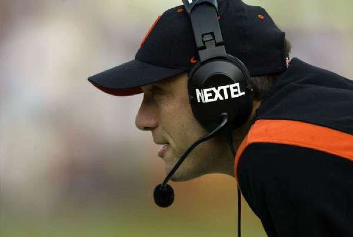 Oregon State Coach Mike Riley on the sideline.