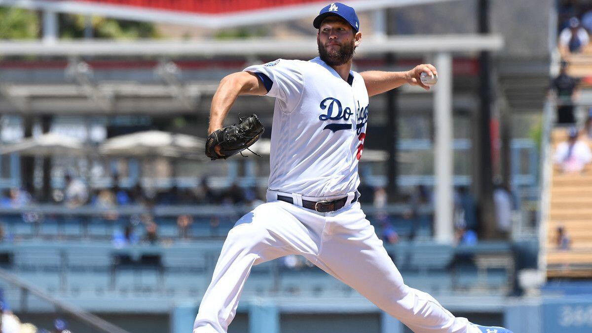 Dodgers' Clayton Kershaw throws a pitch against the Chicago Cubs in the first inning at Dodger Stadium on Thursday.