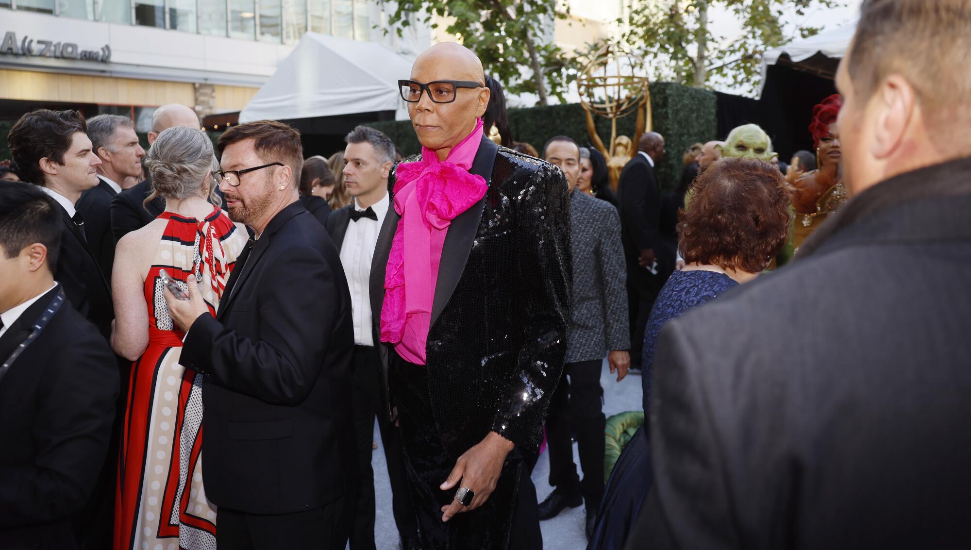RuPaul arrives at the Emmy Awards. 