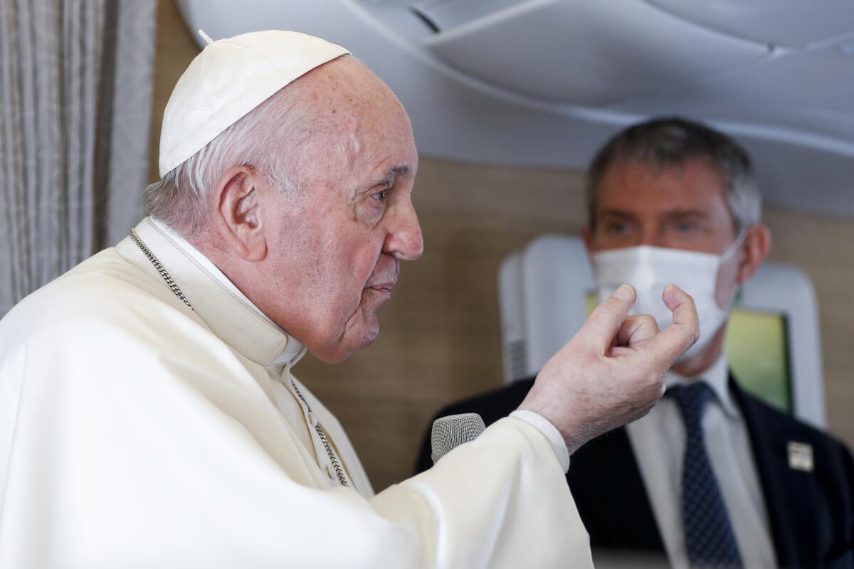 A closeup of Pope Francis.