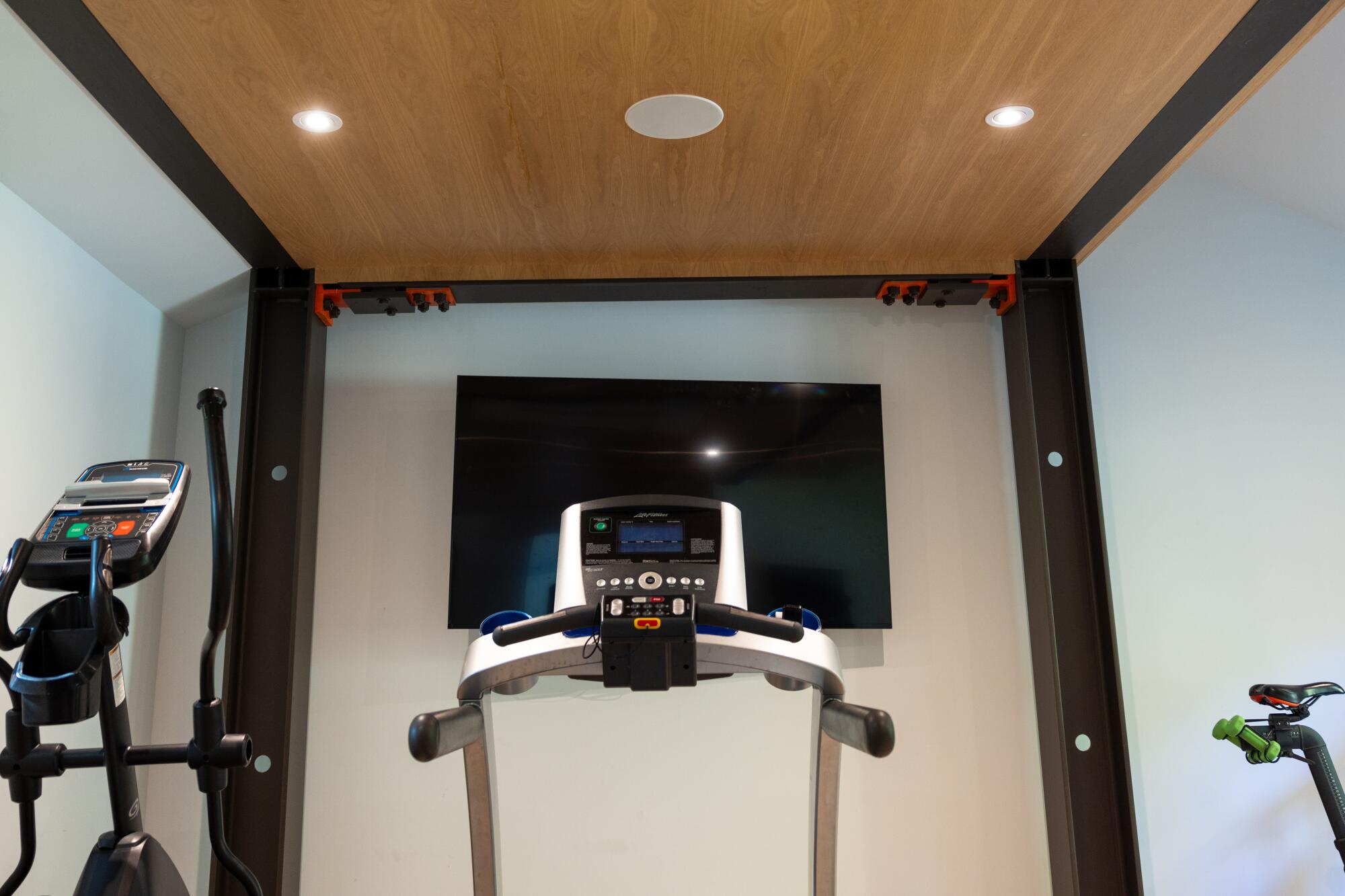 Exercise equipment in a home gym