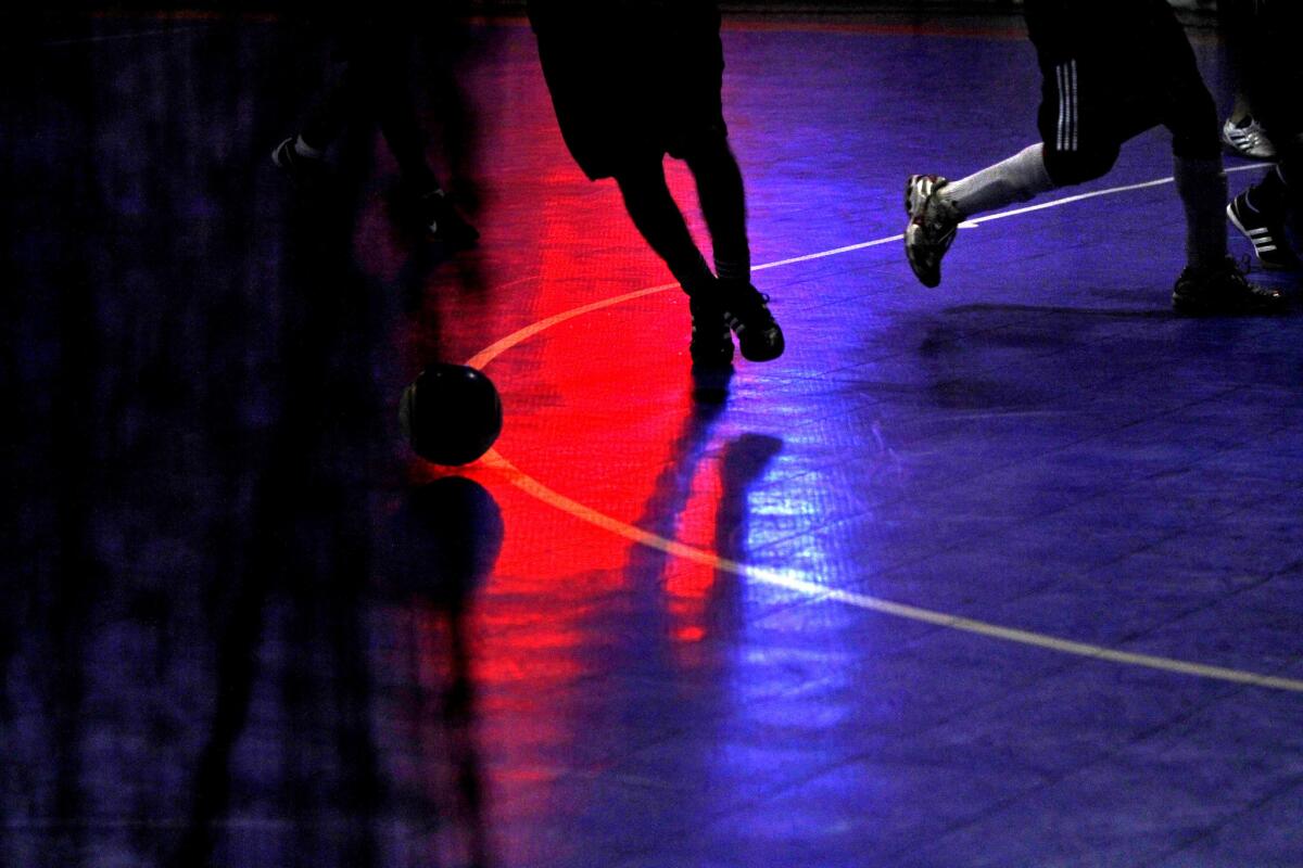 Long Beach Futsal Indoor Soccer has two fields -- one a futsal surface (pictured) and one a turf surface.