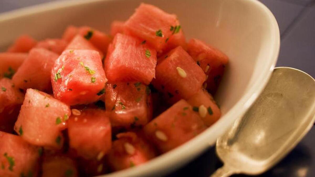 Watermelon with mint and lime