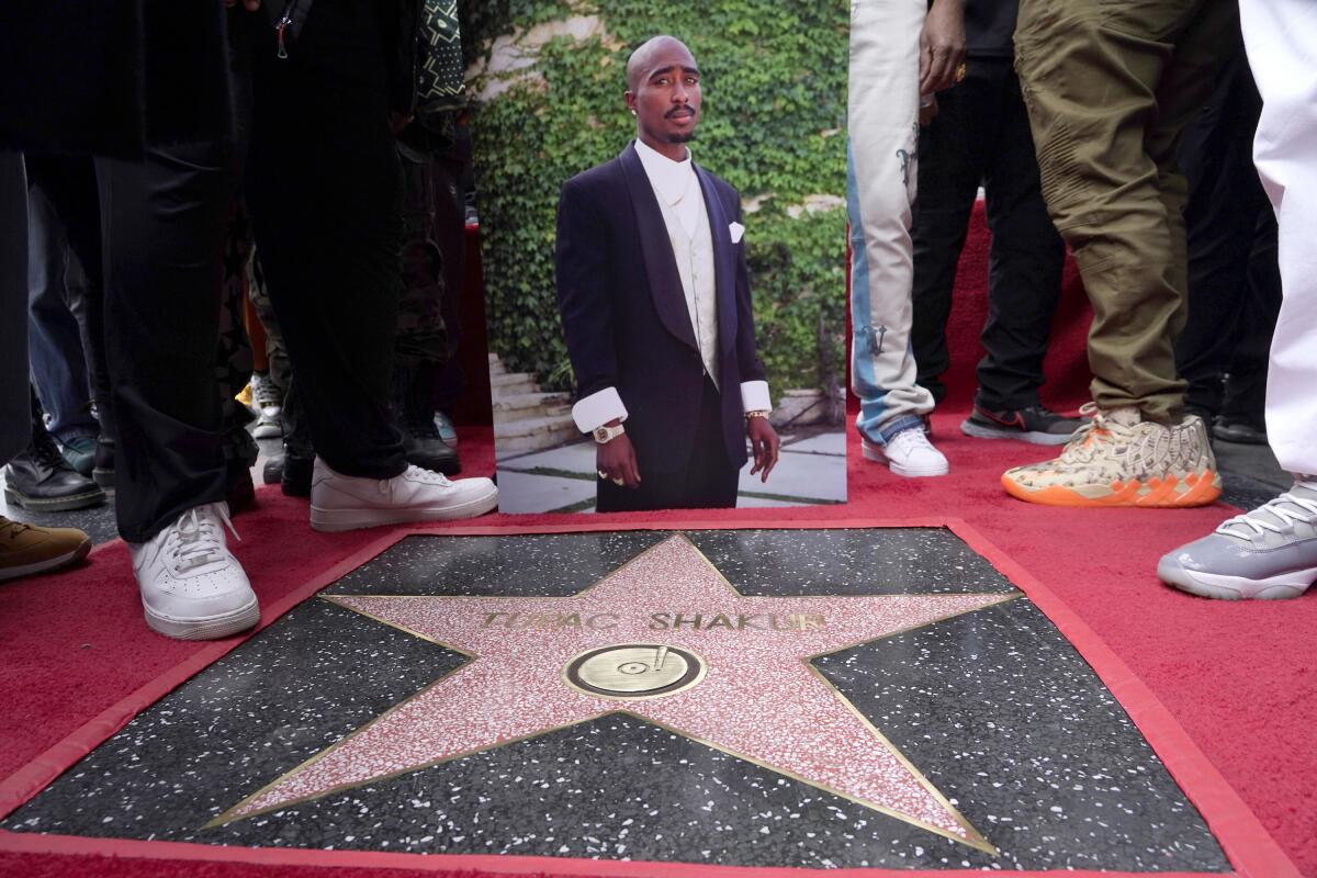 An image of Shakur was set up near his new Walk of Fame star.