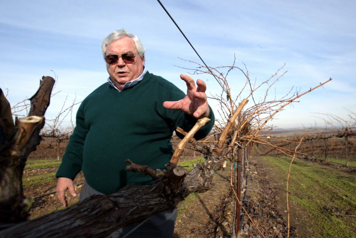 Fred Franzia in a family vineyard
