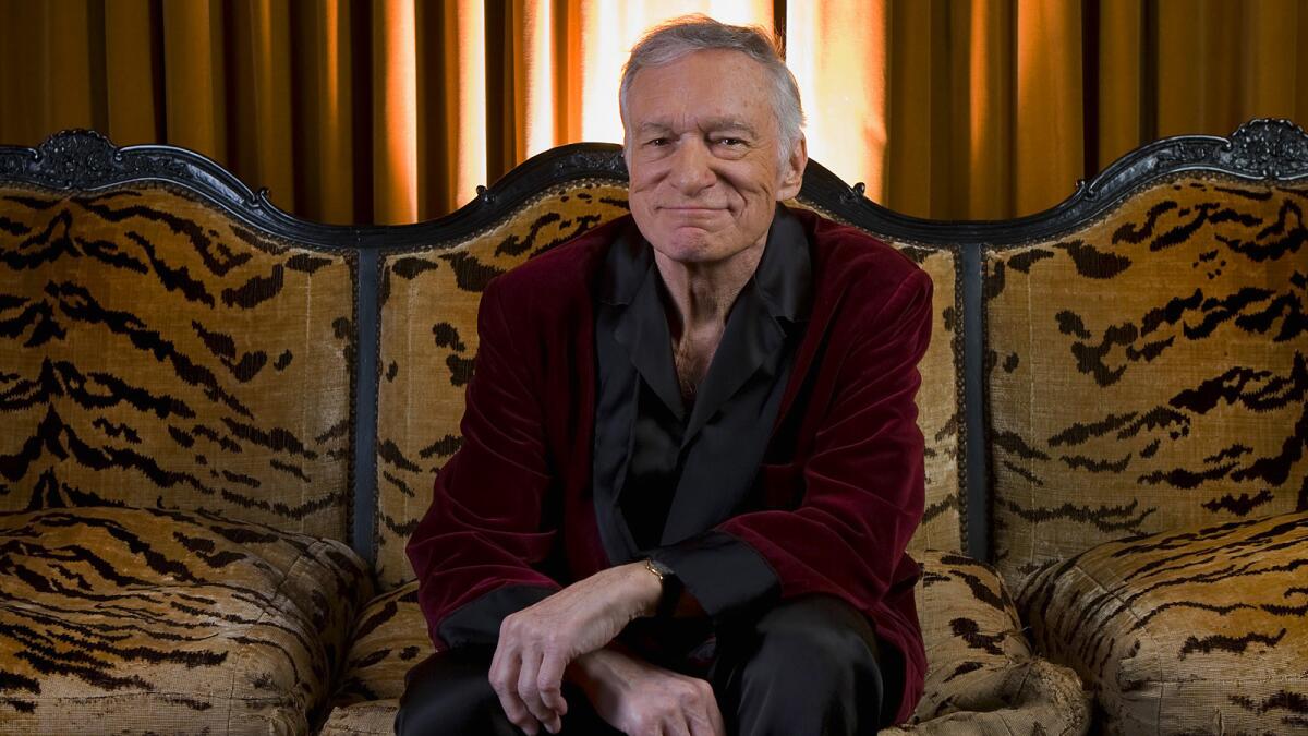 The creator of the Playboy empire, Hugh Hefner, poses for a portrait inside his Holmby Hills home, better known as the Playboy Mansion.