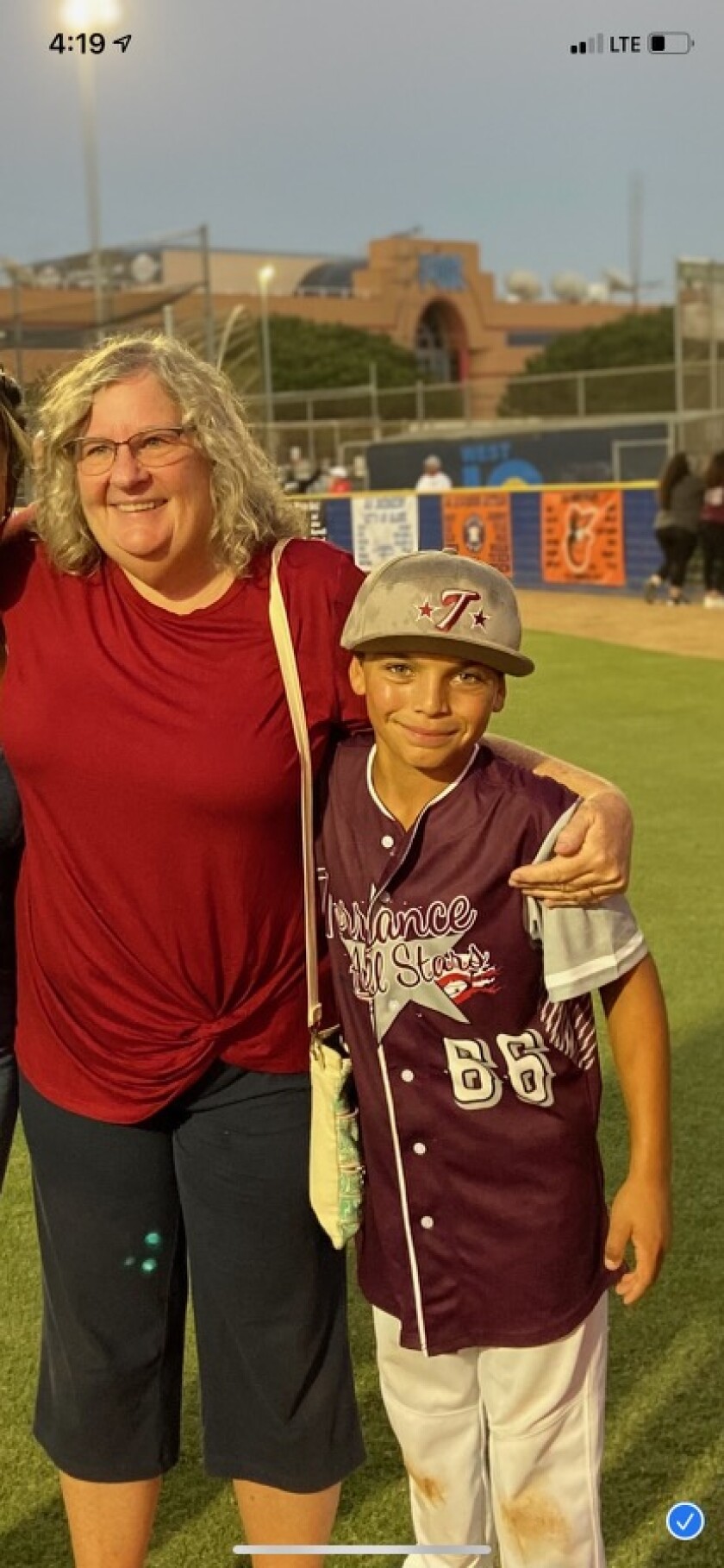 Xavier Navarro with his grandmother Evelyn Schultz.