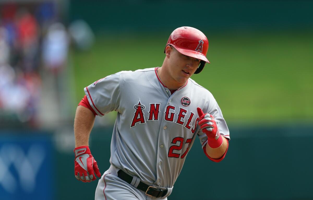 Angels left fielder Mike Trout has been named a finalist for the American League MVP award.