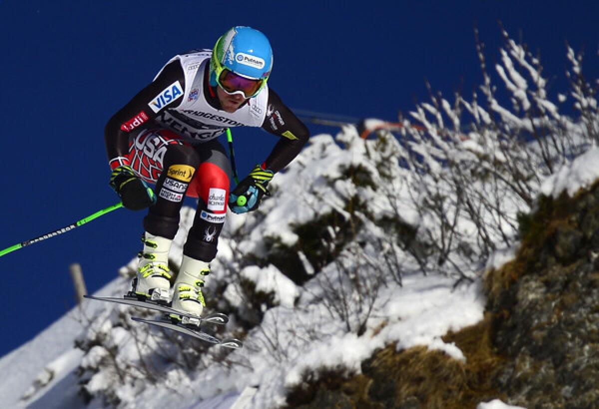 Ted Ligety competes in the downhill portion of a super-combined World Cup event in Wengen, Switzerland, on Friday. The American skier hopes to win gold in multiple events at the Sochi Winter Olympic Games.