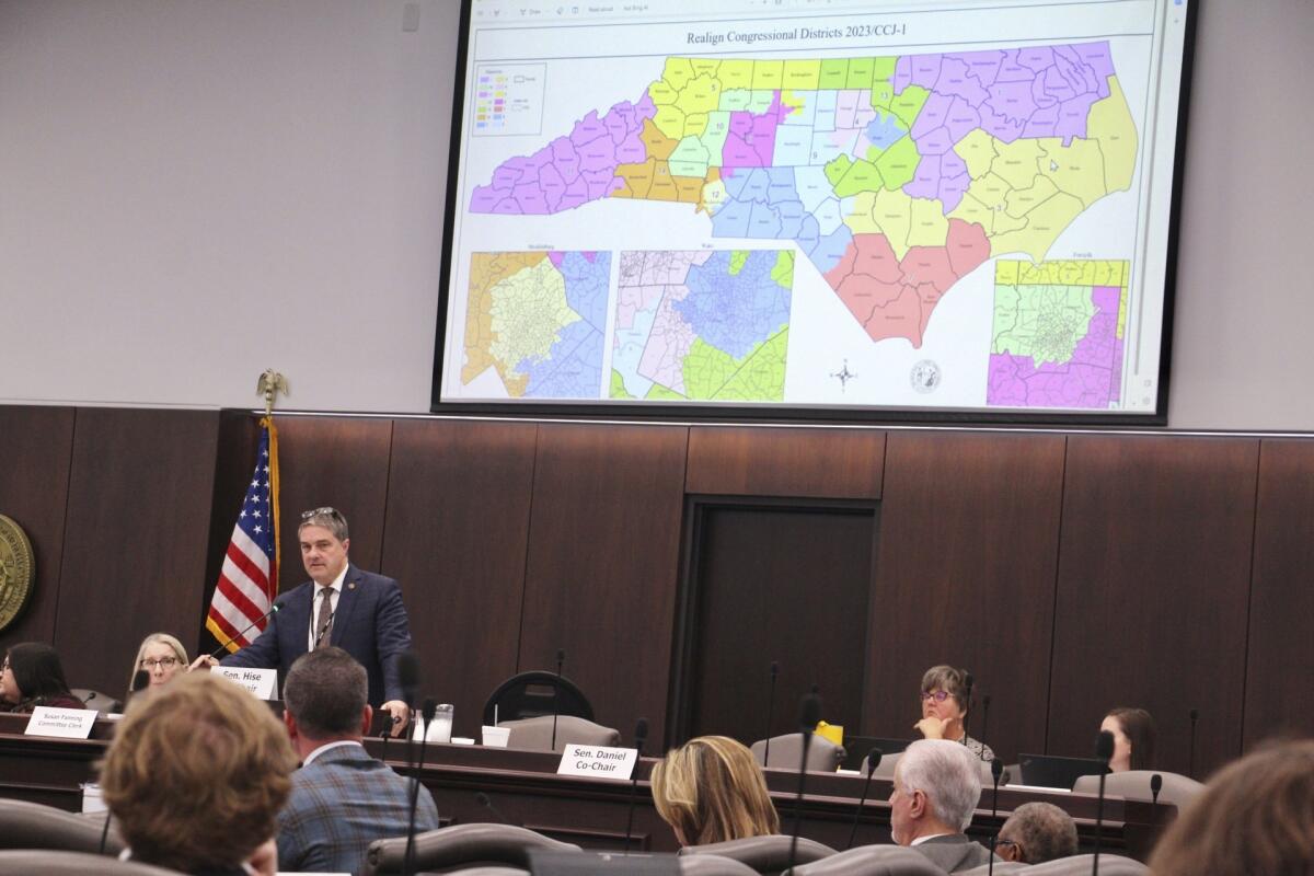 The North Carolina Senate reviews a proposed map of the state's congressional districts.