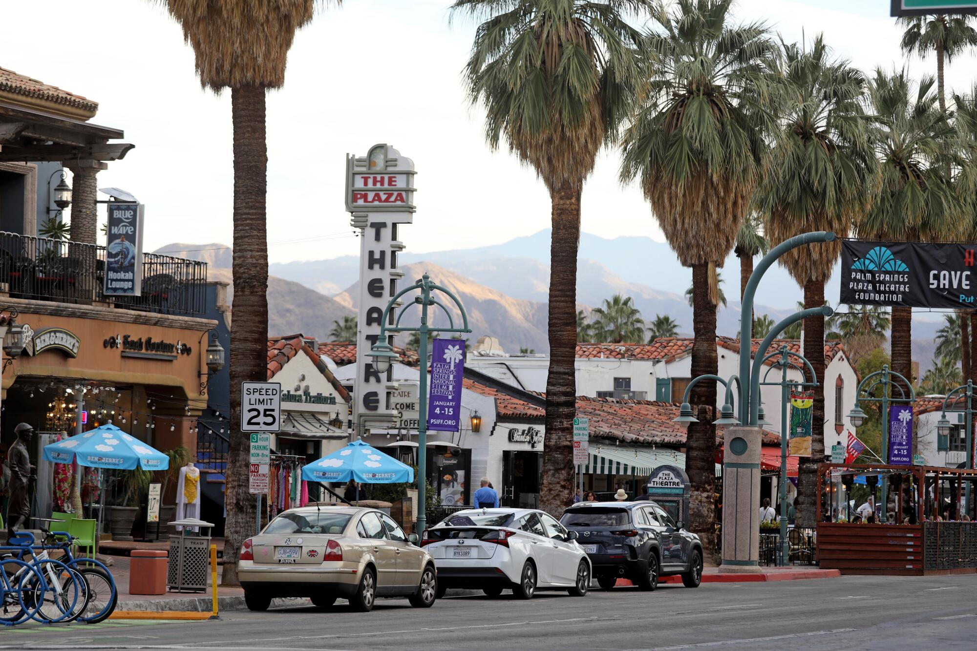 A scene from Palm Canyon Drive in downtown Palm Springs.