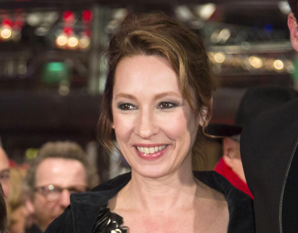 Director Emmanuelle Bercot arrives for the screening of the film "On My Way" at the 63rd edition of the Berlinale, International Film Festival in Berlin, Germany, Feb. 15, 2013