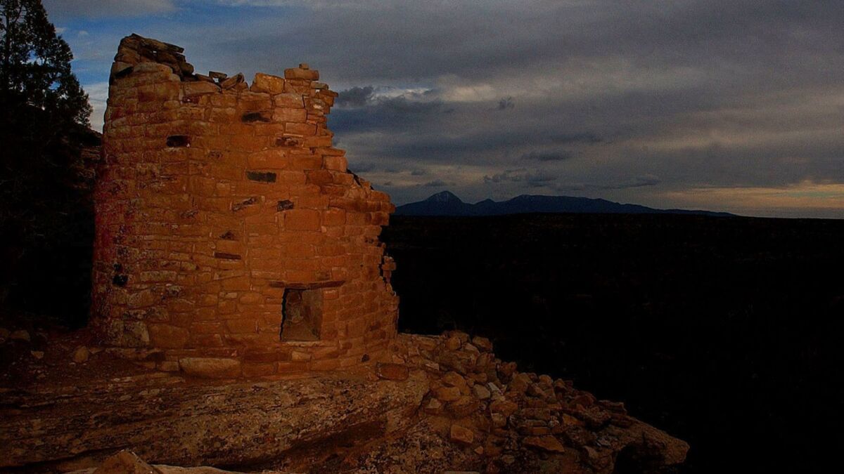 Other   (CORTEZ, COLO, November 12, 2003) Painted Hand Pueblo was the home to an extended family of the Ancestral Puebloan people and is dated back to the 1200s. The site, which is part of the Canyons of the Ancients National Monument, includes this tower, sleeping rooms and strongly resembles nearby Cuthroat Castle, which is part of Hovenweep National Monument. The Bureau of Land Management is increasingly unable to protect its historic and cultural artifacts because of tight budgets and fewer employees. Canyon of the Ancients National Park in Colorado, one of the most archeologically rich places in the West, has had its share of vandalism.