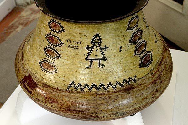 A pot from the Jivaro tribe in Ecuador, part of the collection at Southwest Museum in Los Angeles, which has an enormous collection of Native American and South American artifacts that are being restored and carefully packaged as part of a huge conservation project on May 1, 2012. The museum was closed years ago, and new uses for it are being considered. A building in Burbank has been purchased to house the Native American collection.