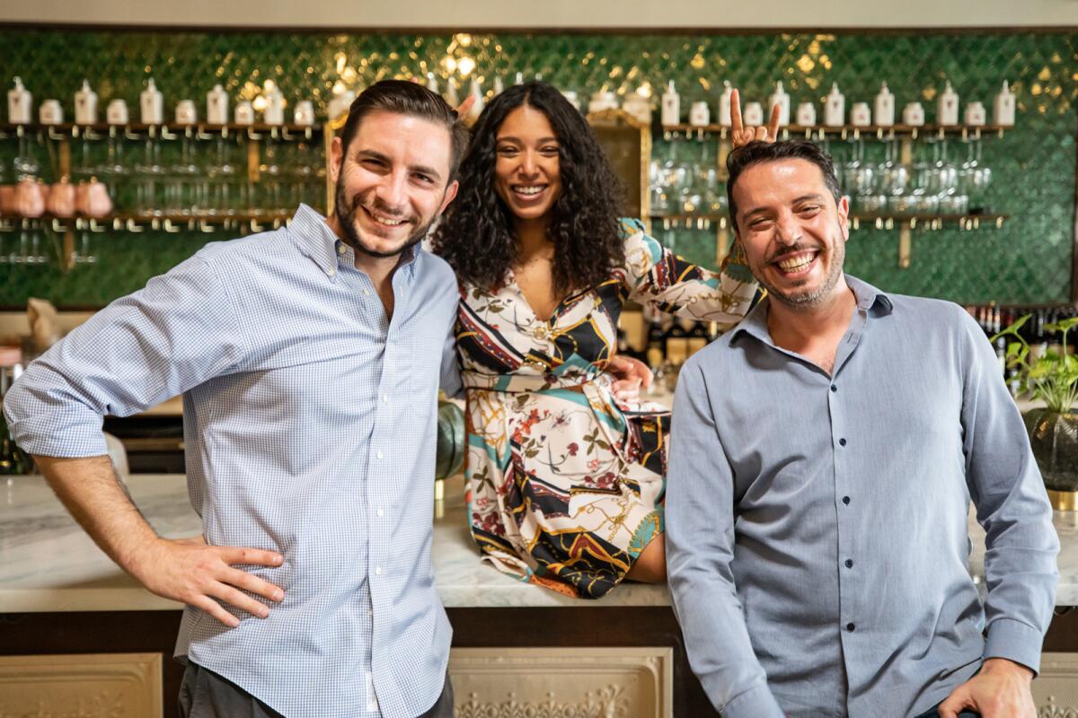 Elvira restaurant founders Niccolò Angius (left), chef Cesarina Mezzoni and Giuseppe Capasso.
