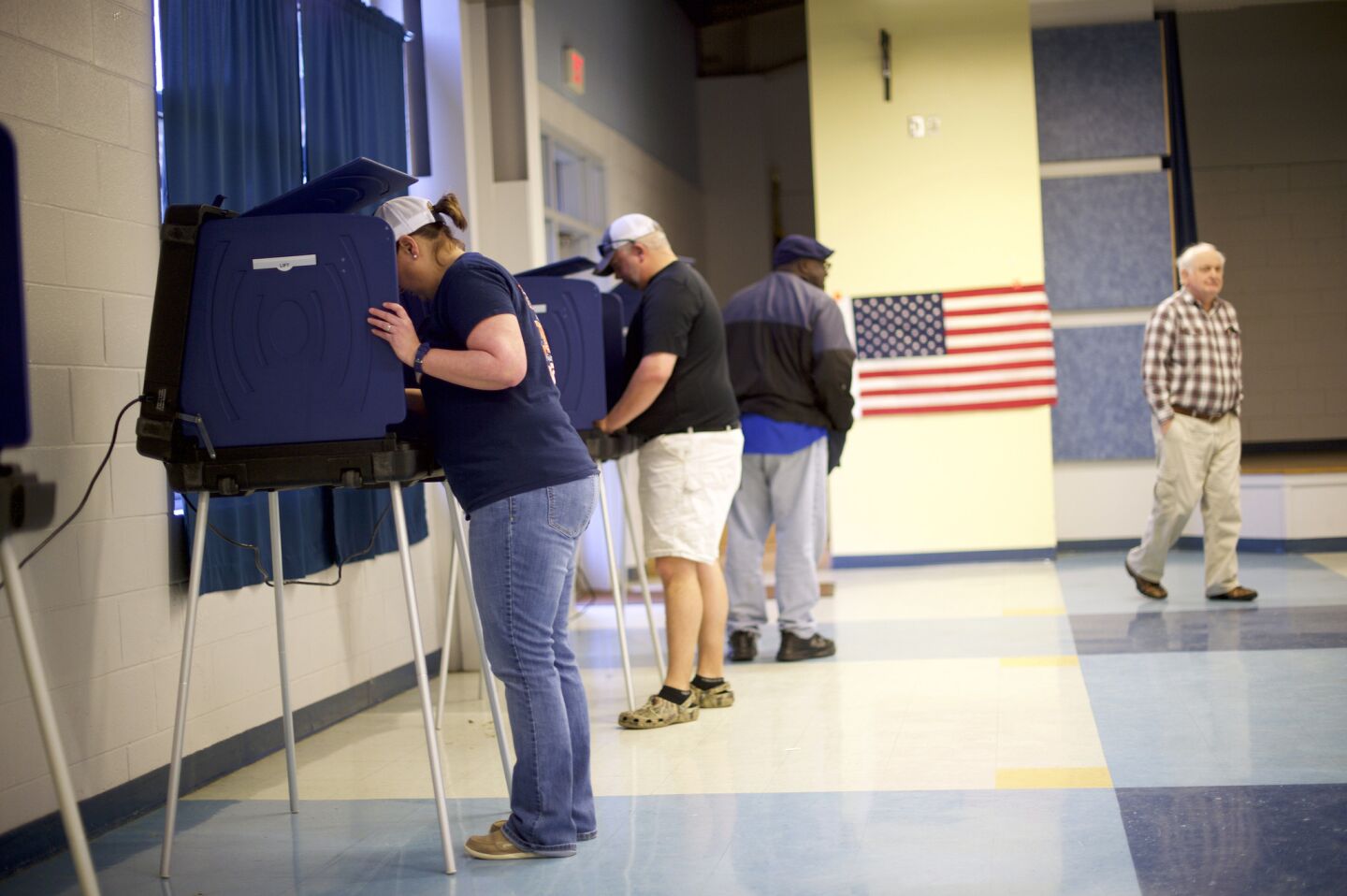 South Carolina voters cast ballots at a middle school in Walterboro in the state's Republican primary.