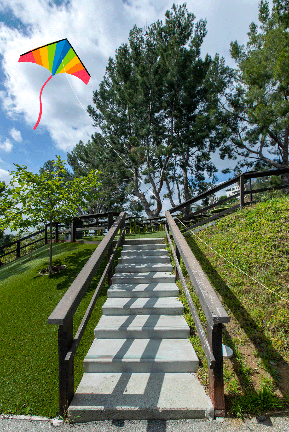 Steps to views of the Cahuenga Pass, one of many picnic areas surrounding the Hollywood Bowl