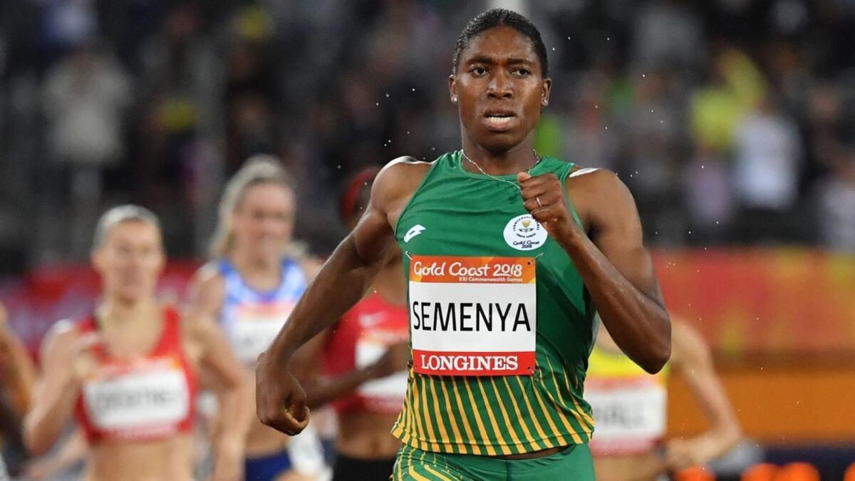Caster Semenya competes in the 1,500-meter race at the 2018 Gold Coast Commonwealth Games in 2018.