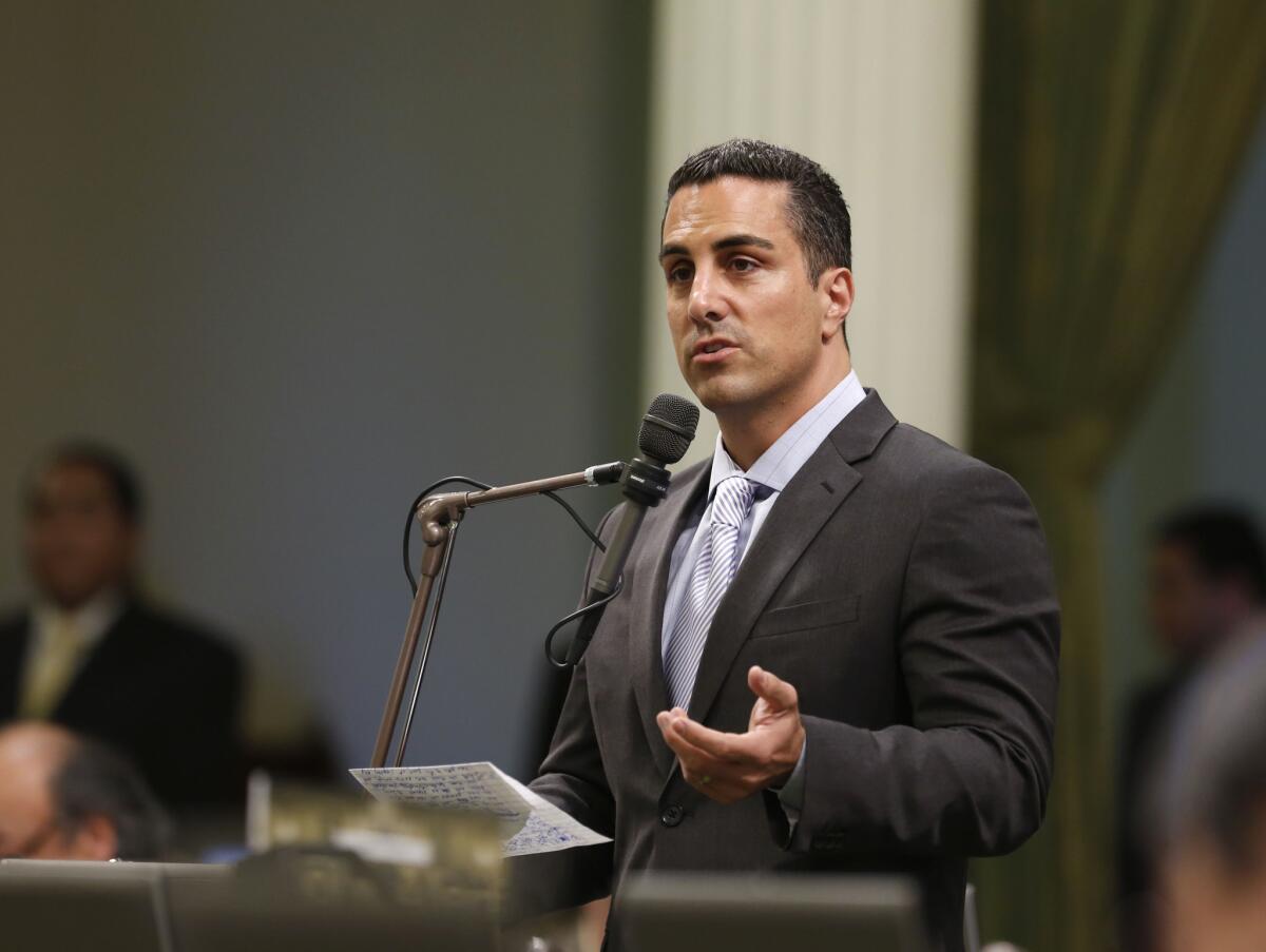 Assemblyman Mike Gatto (D-Los Angeles) addresses lawmakers at the Capitol in Sacramento.