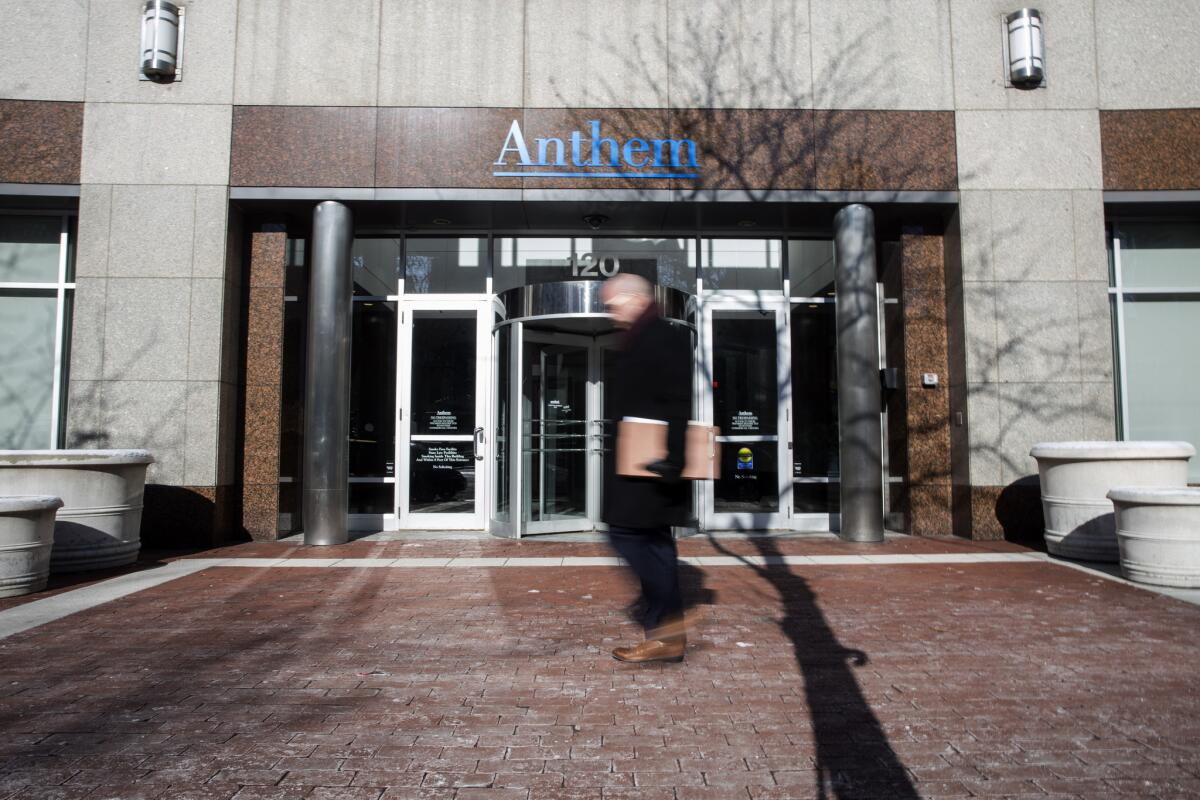 An exterior view of the Anthem headquarters in Indianapolis.
