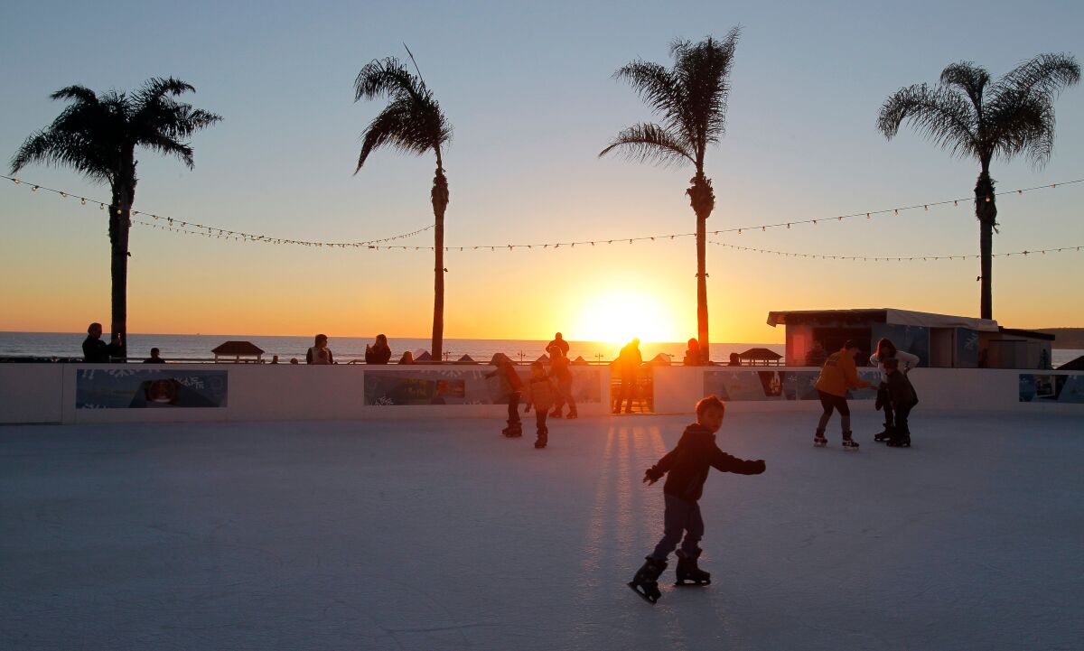 A photo of Skating by the Sea ice skating rink at the Hotel del Coronado in Coronado