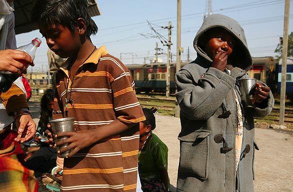 Street children in New Delhi, India