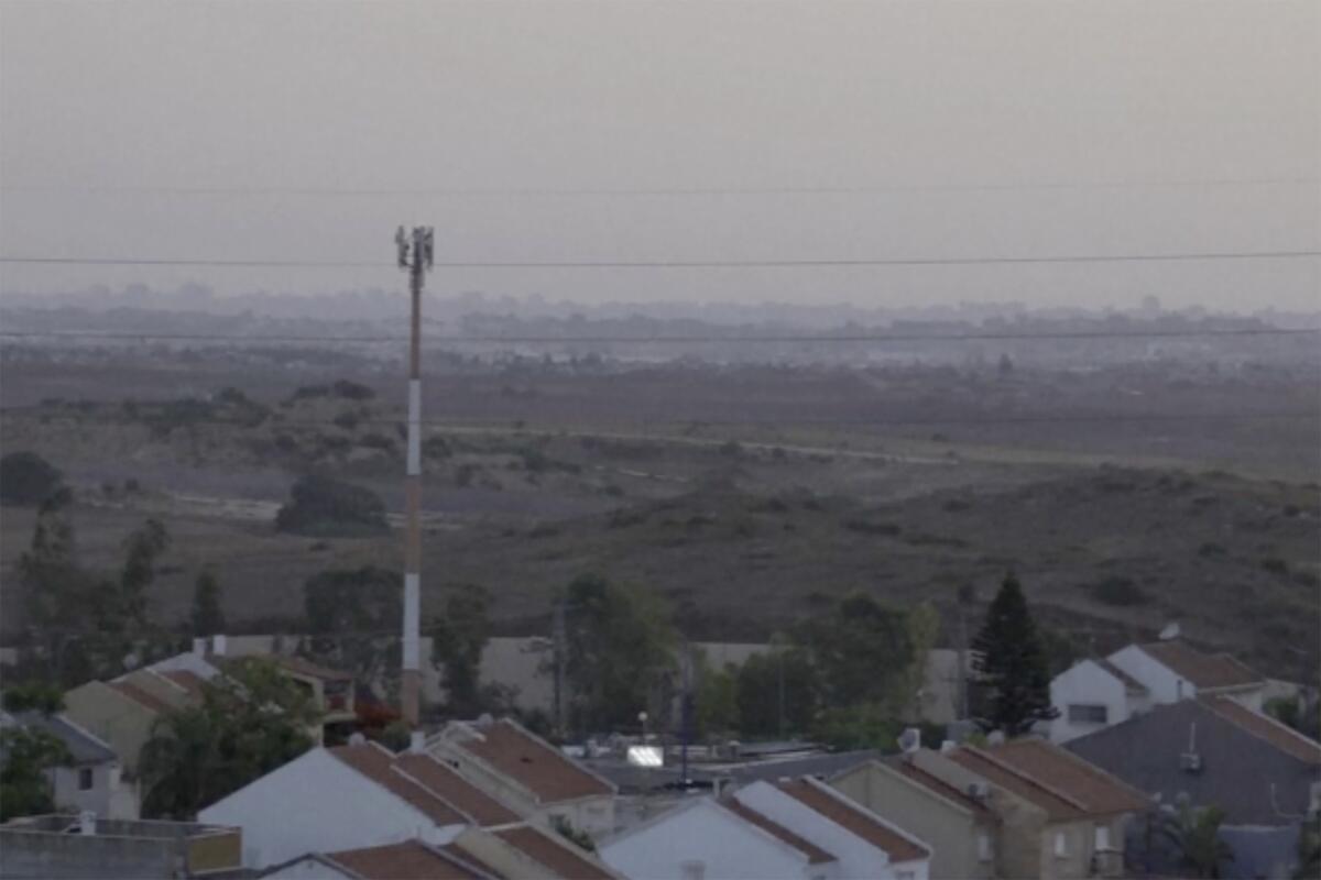 A view of the Gaza skyline from southern Israel.