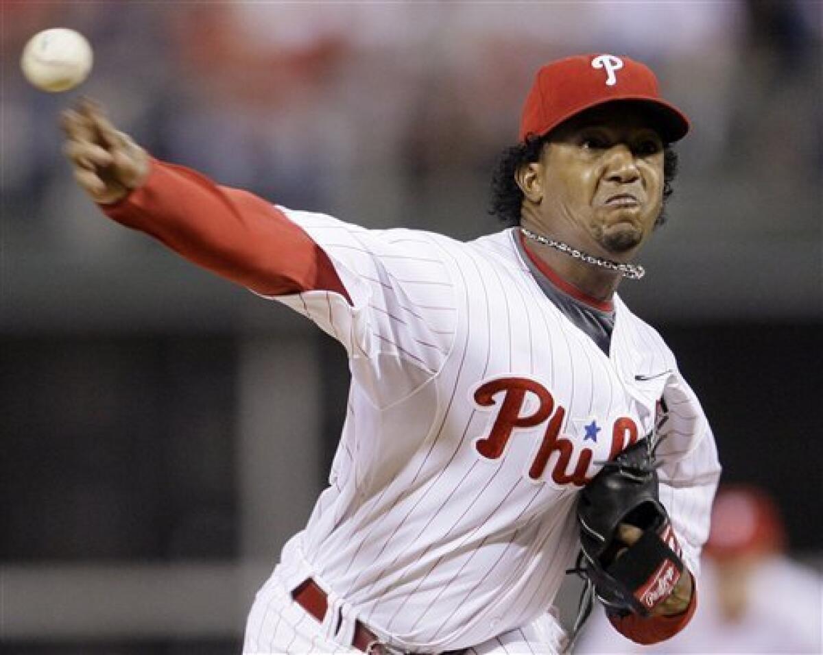 Philadelphia Phillies' Pedro Martinez throws during the first