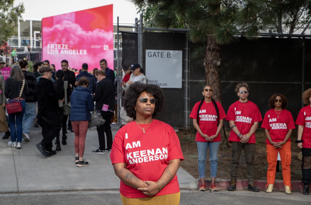 Patrisse Cullors presides over protest/disruption at Frieze Los Angeles 