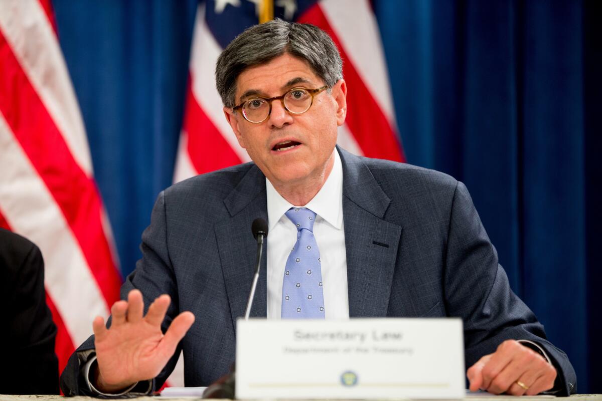 Treasury Secretary Jacob J. Lew, shown in Washington last week, says Britain's vote to leave the EU should not trigger another financial crisis.