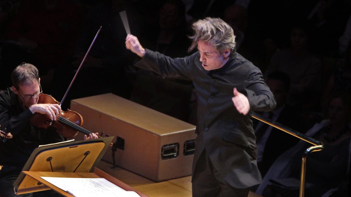Esa-Pekka Salonen conducting the Los Angeles Philharmonic at Walt Disney Concert Hall in November.
