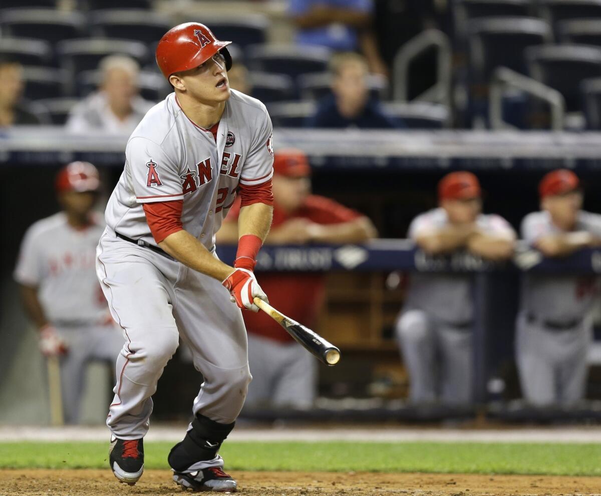 Mike Trout will miss his third straight game Wednesday with a tight right hamstring.
