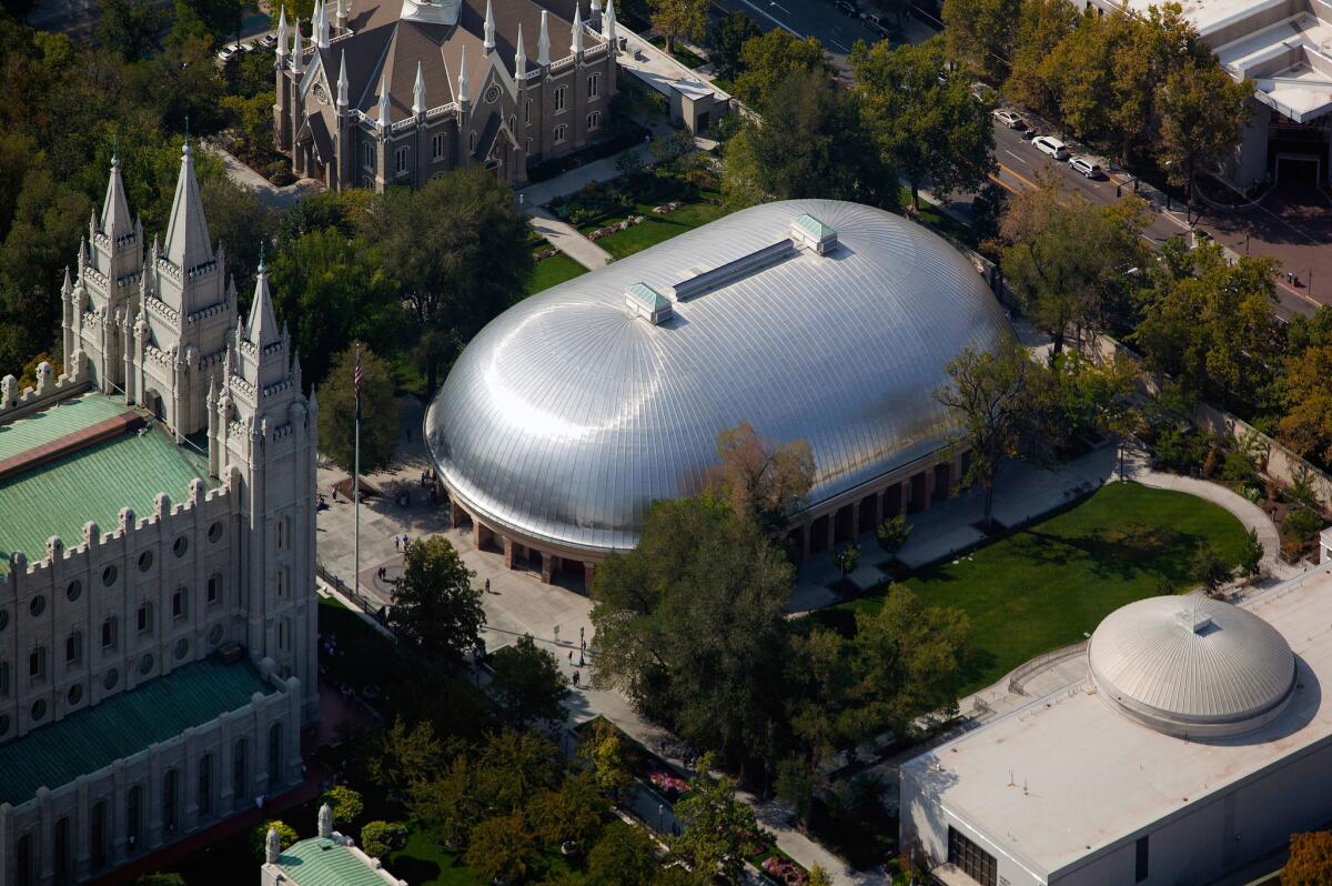 Aerial photograph of TheTabernacle, Salt Lake City, Utah
